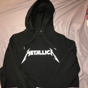 Black Metallica cropped hoodie